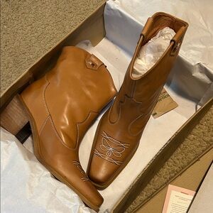 Free people Tan Leather Western Boots
